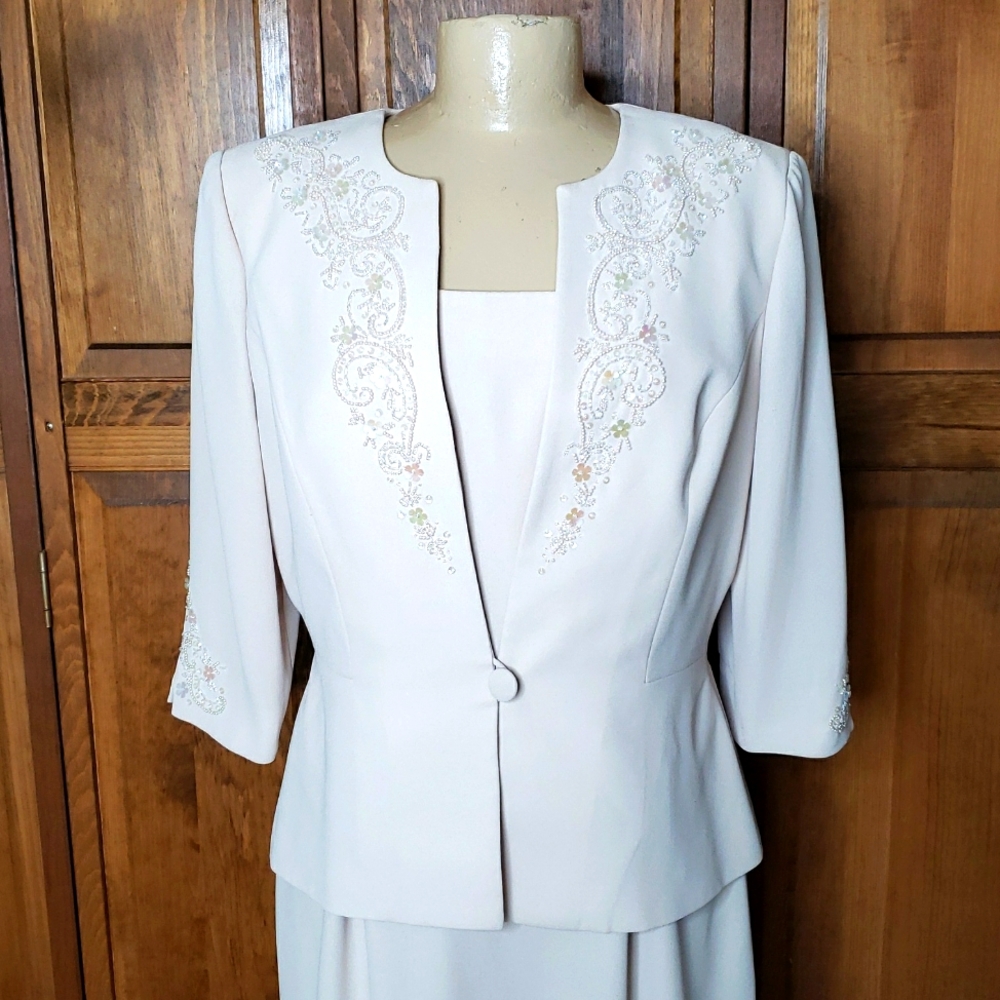 Maggy London VTG Formal Beaded Sheath Dress Sz 12